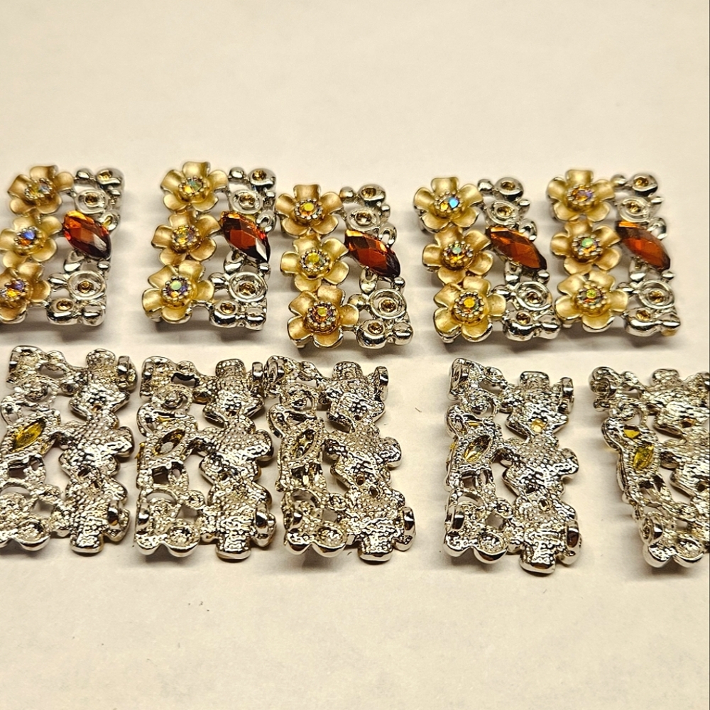 10 Piece Floral Rhinstone Connectors - Picture 2 of 4